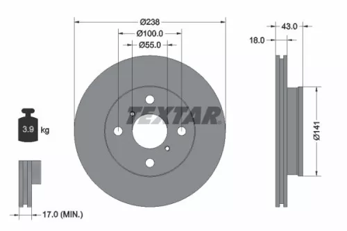 1x  TEXTAR Brake Disc