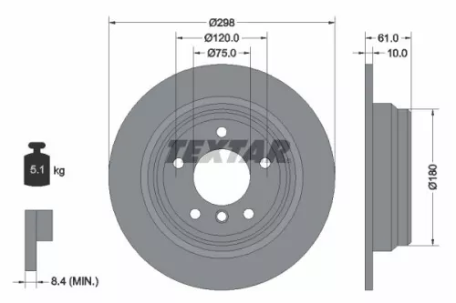 TEXTAR TEXTAR 92076603 1x TEXTAR 92076603 Brake Disc 