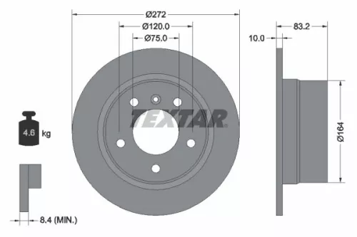 1x  TEXTAR Brake Disc