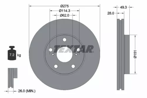 1x  TEXTAR Brake Disc