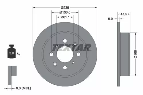 1x TEXTAR 92077903 Brake Disc