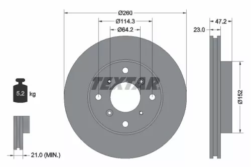 1x TEXTAR 92078200 Brake Disc