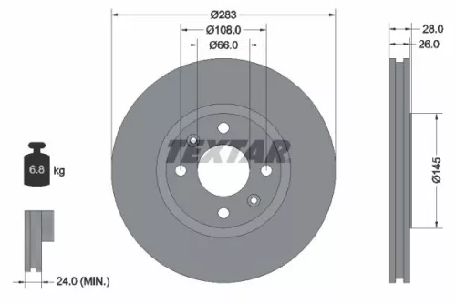 TEXTAR TEXTAR 92078703 1x TEXTAR 92078703 Brake Disc 