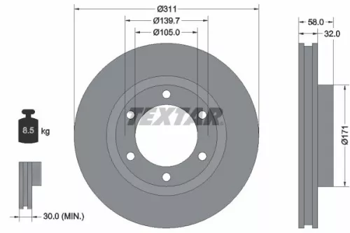 TEXTAR TEXTAR 92080600 1x TEXTAR 92080600 Brake Disc 