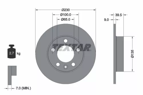 1x  TEXTAR Brake Disc 92082503 230