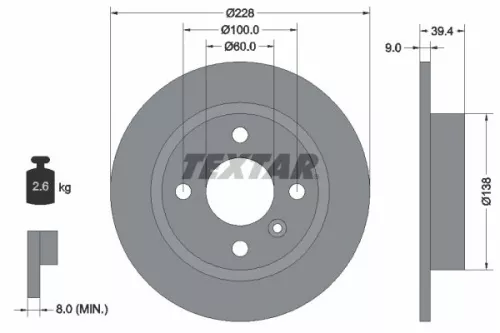 TEXTAR TEXTAR 92082800 1x TEXTAR 92082800 Brake Disc 