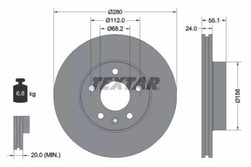 TEXTAR TEXTAR 92083805 1x TEXTAR 92083805 Brake Disc 