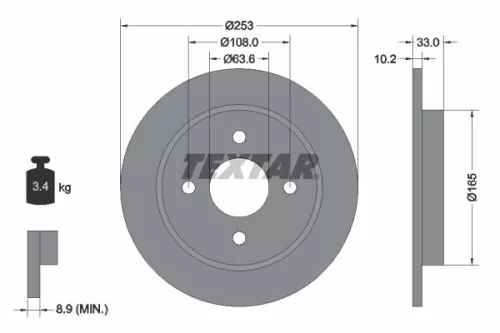 1x  TEXTAR Brake Disc