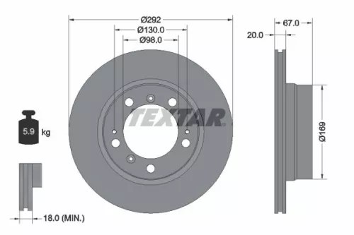 TEXTAR TEXTAR 92088903 1x TEXTAR 92088903 Brake Disc 