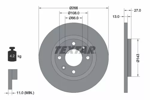 TEXTAR TEXTAR (92089103) 1x  TEXTAR Brake Disc 