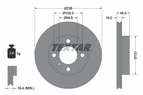 1x TEXTAR 92089400 Brake Disc
