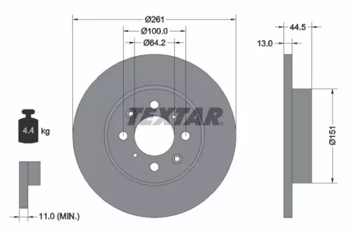 1x TEXTAR 92090100 Brake Disc