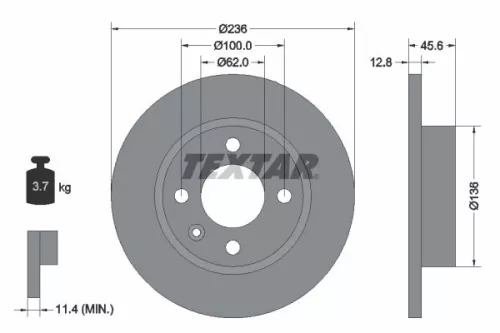 1x TEXTAR 92090200 Brake Disc