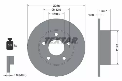 1x TEXTAR 92090803 Brake Disc