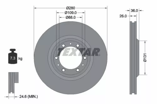 1x TEXTAR 92091400 Brake Disc