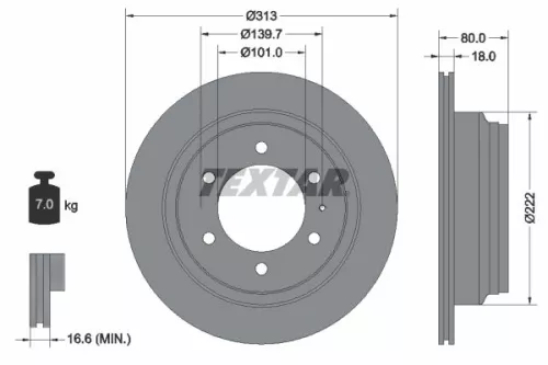 1x TEXTAR 92091600 Brake Disc