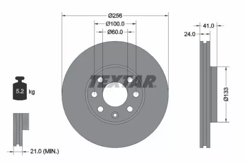 TEXTAR TEXTAR (92091803) 1x  TEXTAR Brake Disc 