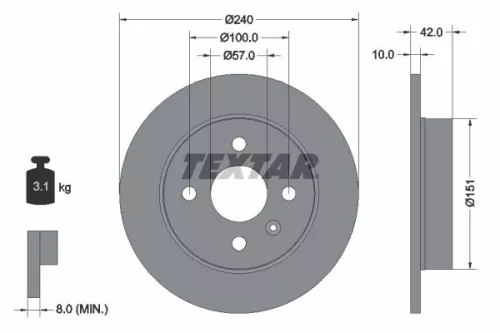 1x TEXTAR 92092003 Brake Disc