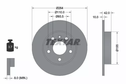 TEXTAR TEXTAR 92092103 1x TEXTAR 92092103 Brake Disc 