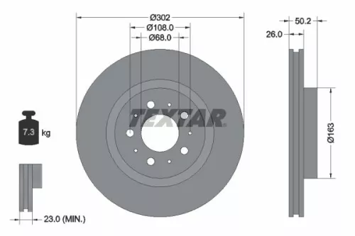 1x  TEXTAR Brake Disc