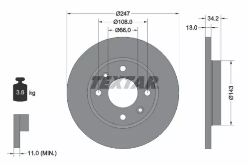 1x TEXTAR 92092803 Brake Disc