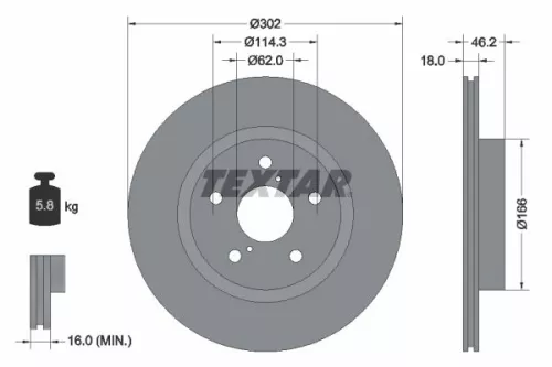 1x TEXTAR 92093500 Brake Disc