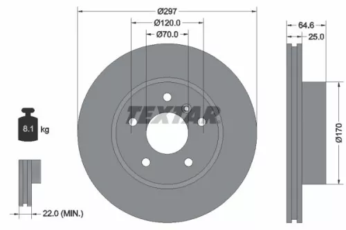 1x TEXTAR 92093600 Brake Disc