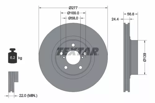 1x  TEXTAR Brake Disc