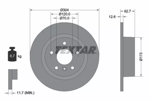 TEXTAR TEXTAR 92095203 1x TEXTAR 92095203 Brake Disc 