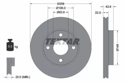 TEXTAR TEXTAR (92096203) 1x  TEXTAR Brake Disc 92096203 258 