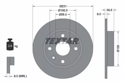 1x TEXTAR 92096600 Brake Disc