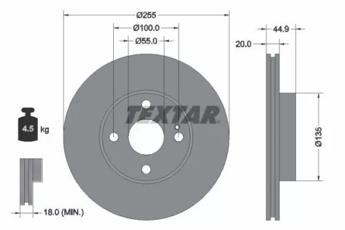 TEXTAR TEXTAR 92096800 1x TEXTAR 92096800 Brake Disc 