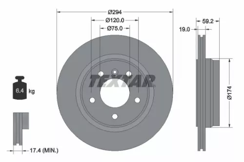 TEXTAR TEXTAR (92097303) 1x  TEXTAR Brake Disc 