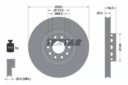 1x TEXTAR 92098305 Brake Disc
