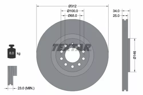 1x TEXTAR 92098505 Brake Disc
