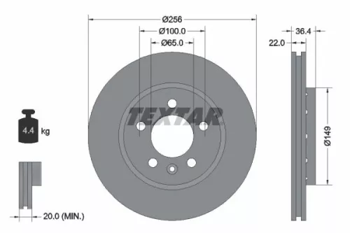 1x TEXTAR 92098603 Brake Disc