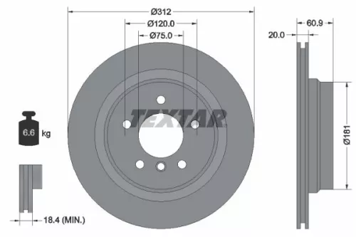 TEXTAR TEXTAR 92098703 1x TEXTAR 92098703 Brake Disc 