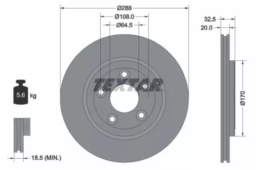 1x  TEXTAR Brake Disc