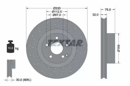 1x TEXTAR 92099205 Brake Disc