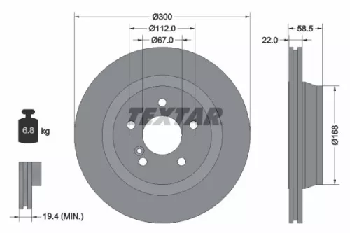 TEXTAR TEXTAR 92099503 1x TEXTAR 92099503 Brake Disc 