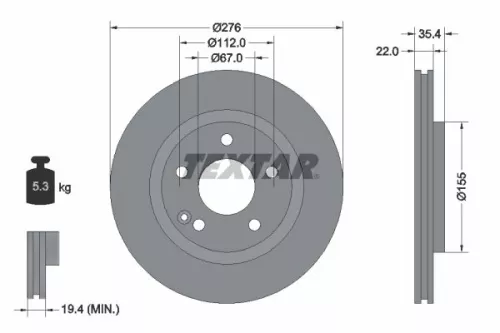 1x TEXTAR 92099603 Brake Disc