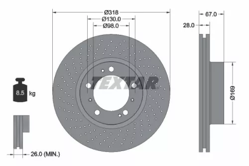 1x TEXTAR 92099907 Brake Disc
