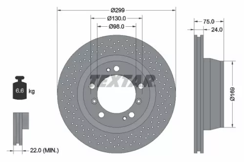 TEXTAR TEXTAR 92100107 1x TEXTAR 92100107 Brake Disc 