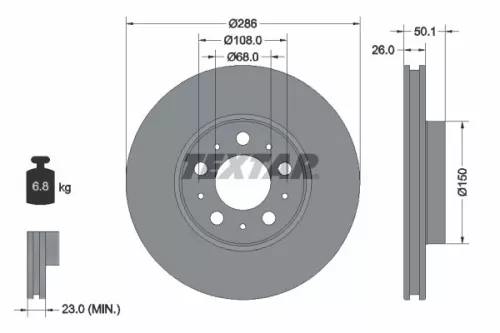 1x  TEXTAR Brake Disc
