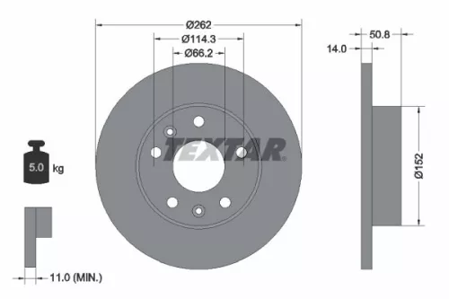1x TEXTAR 92102900 Brake Disc