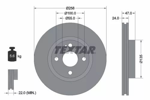 1x  TEXTAR Brake Disc