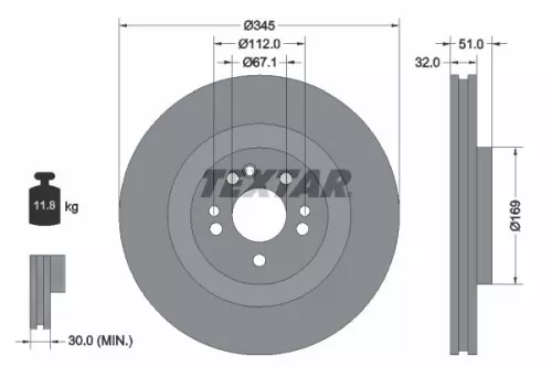 TEXTAR TEXTAR 92103205 1x TEXTAR 92103205 Brake Disc 