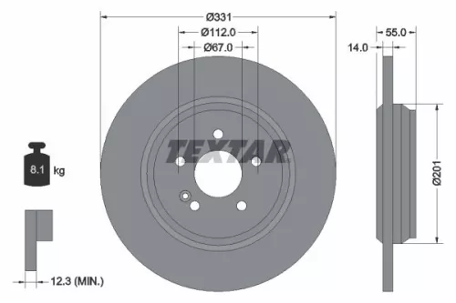 1x TEXTAR 92103303 Brake Disc