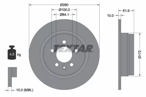 1x  TEXTAR Brake Disc