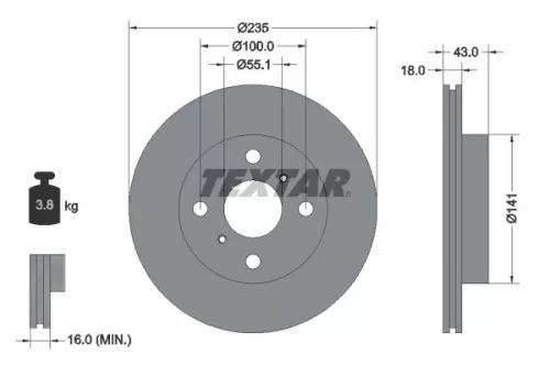 1x  TEXTAR Brake Disc